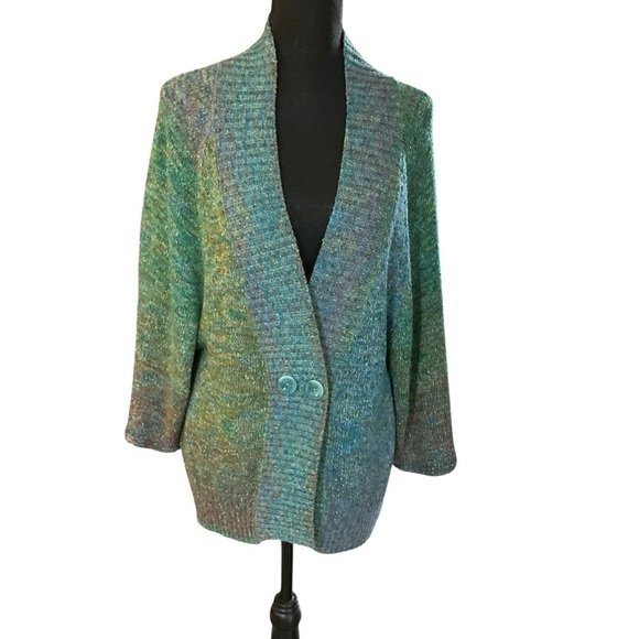 Coldwater Creek Sweaters - Coldwater Creek Multicolor Knit Blazer Cardigan Jacket Small